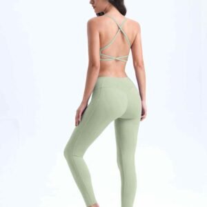 Leggings de yoga de cintura alta con cortes para mujer