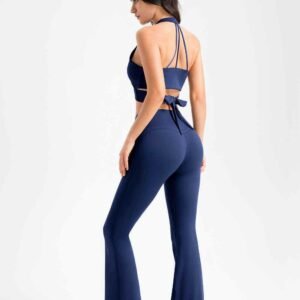 Pantalones de yoga de cintura alta de color azul claro